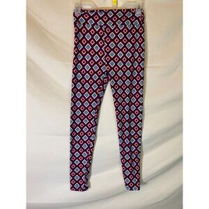 LULAROE WOMENS LEGGINGS ONE SIZE DIAMOND PATTERN PANTS Medium Large M L